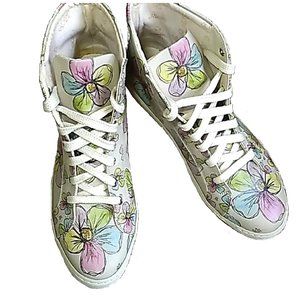 Goby Women's Vegan Hi-Top Floral Sneakers Shoes - Sz 10 NWOT